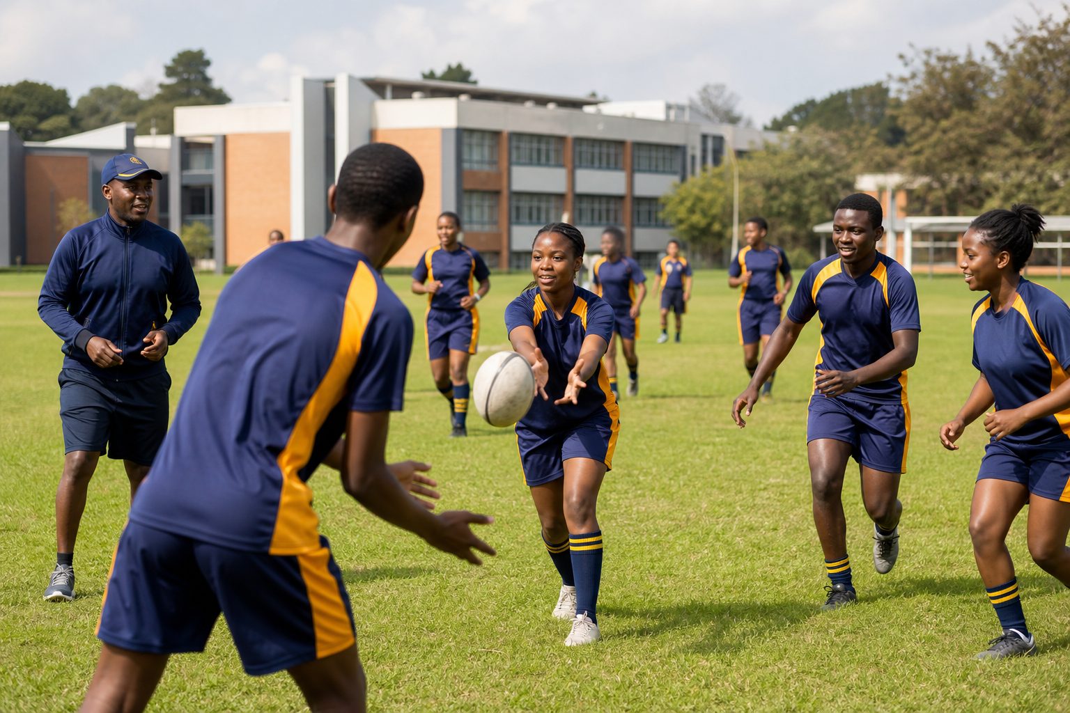 Learners developing teamwork through school sport